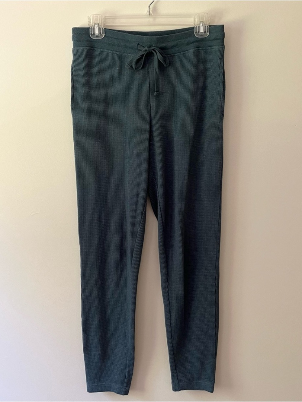 Aritzia TNA Thermal Lounge Pants Medium Teal Blue Pull On Jogger Drawstring